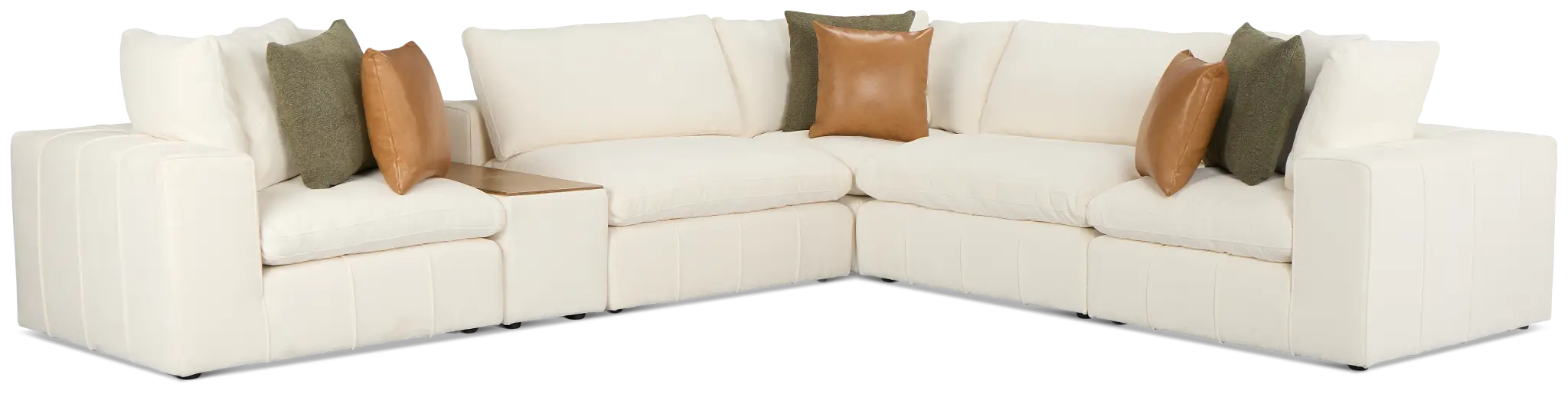 Cruz White Fabric 5-piece Modular Sectional With Console Cruz White Fabric 5-piece Modular Sectional With Console