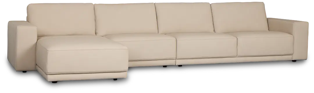 Kellan Ivory Leather Small Left Chaise Sectional Kellan Ivory Leather Small Left Chaise Sectional