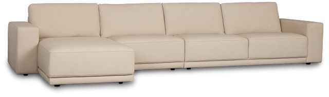 Kellan Ivory Leather Small Left Chaise Sectional