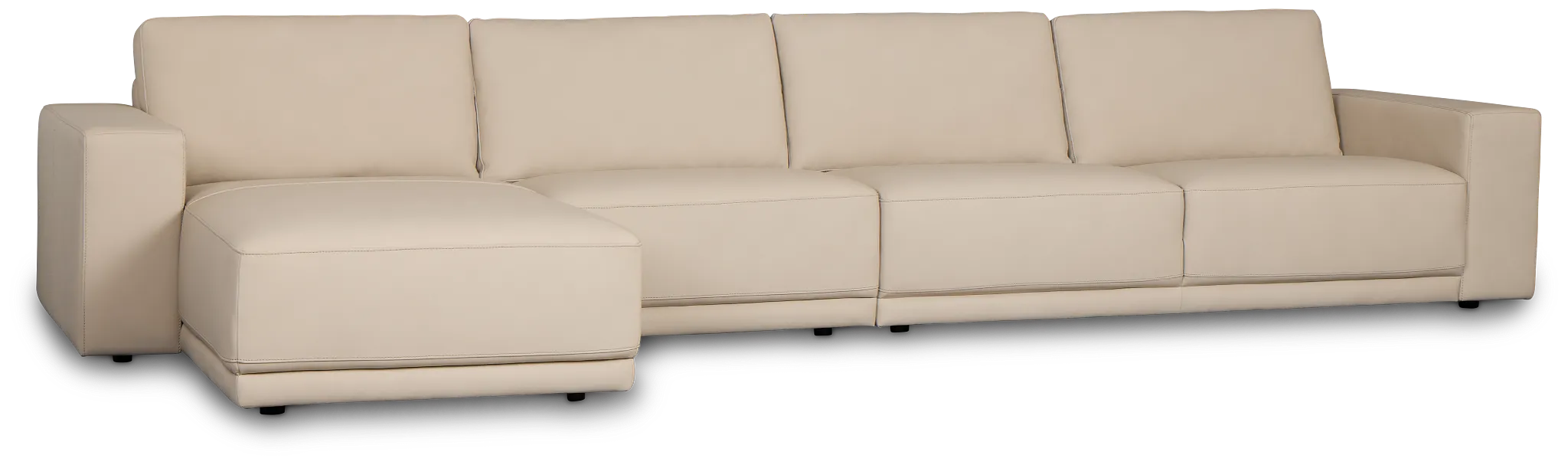 Kellan Ivory Leather Small Left Chaise Sectional