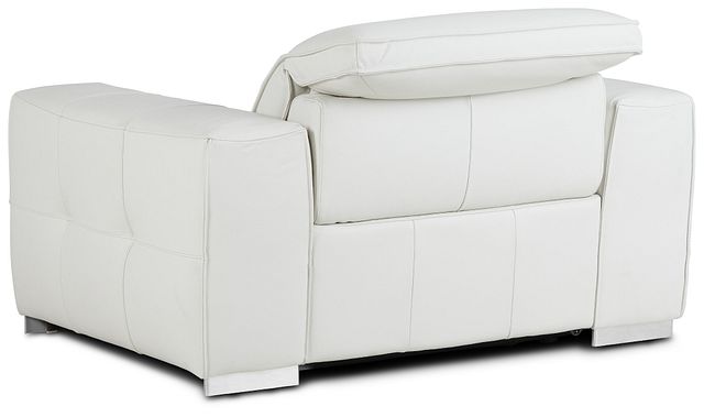 Reva White Leather Power Recliner With Power Headrest