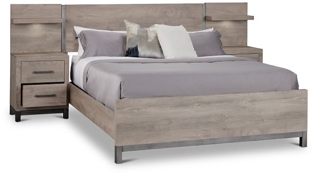 Evanston Gray Spread Bed W/ Two Nightstands