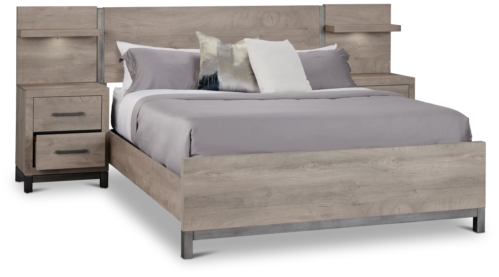 Evanston Gray Spread Bed W/ Two Nightstands
