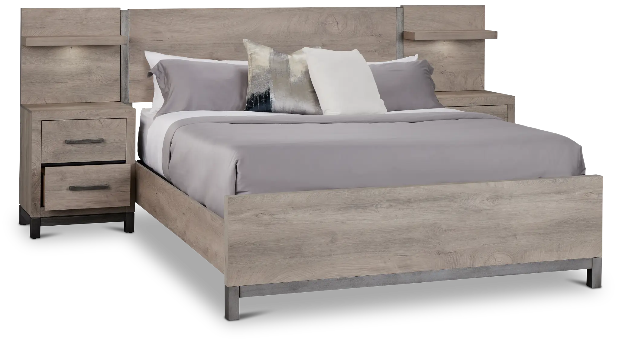 Evanston Gray Spread Bed W/ Two Nightstands Evanston Gray Spread Bed W/ Two Nightstands