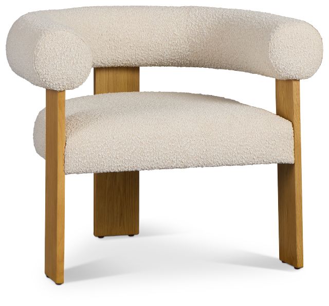 Elara White Fabric Accent Chair