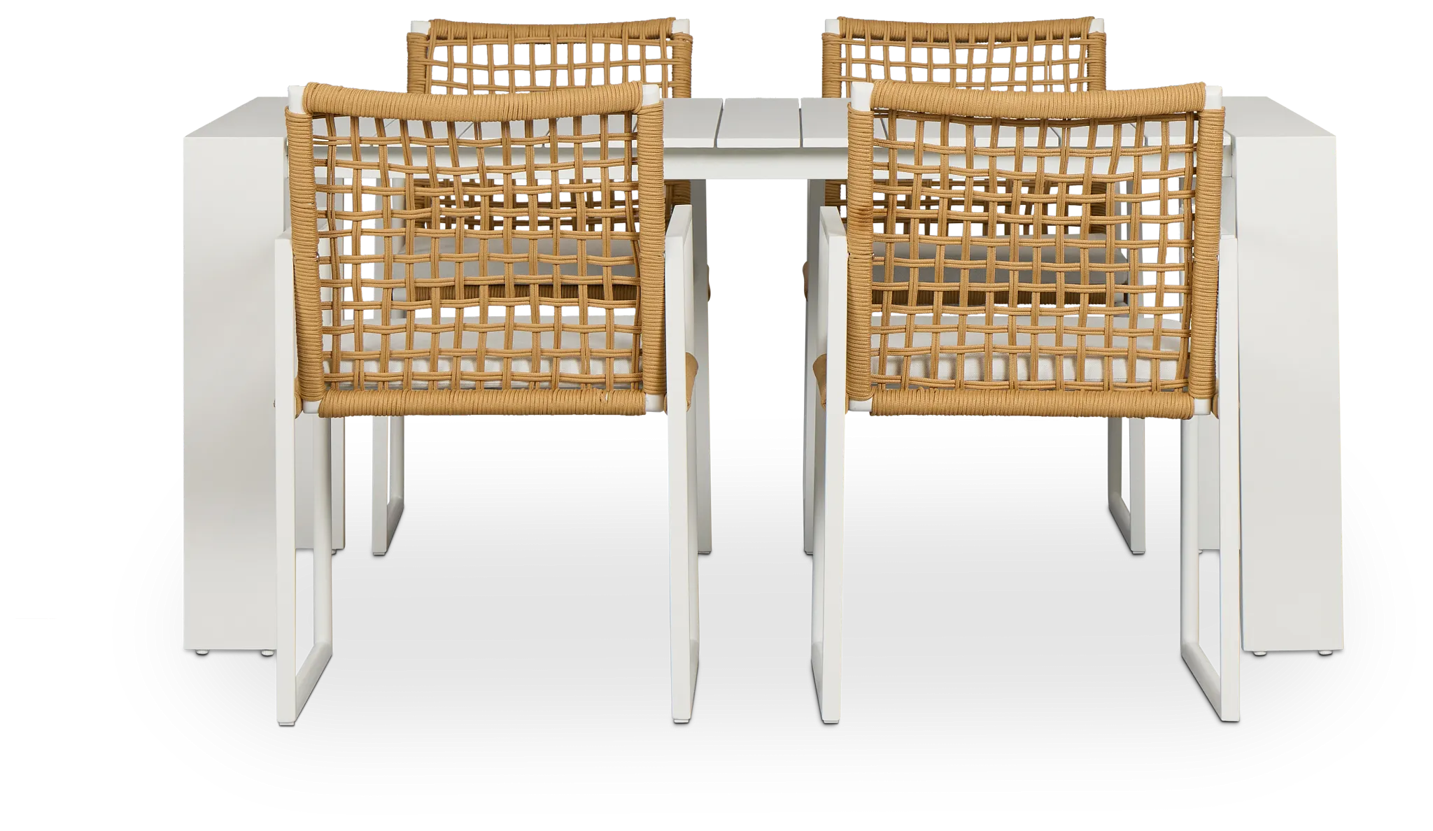 Sunrise White 65" Rectangular Table & 4 Aluminum Arm Chairs