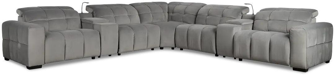 Gemma Light Gray Velvet Large Dual Power Reclining Two-arm Sectional Gemma Light Gray Velvet Large Dual Power Reclining Two-arm Sectional
