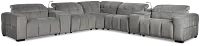 Gemma Light Gray Velvet Large Dual Power Reclining Two-arm Sectional