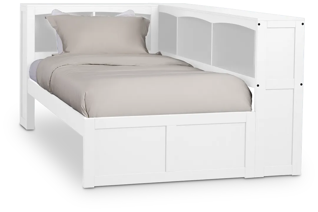 Charleston White Corner Bookcase Bed