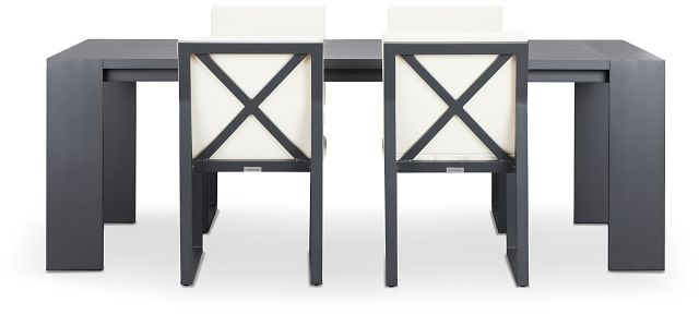 Linear Dark Gray White 87" Aluminum Table & 4 Cushioned Side Chairs