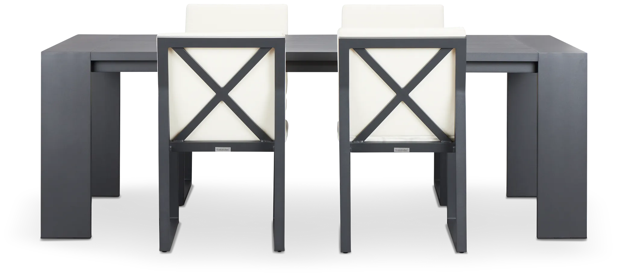 Linear Dark Gray White 87" Aluminum Table & 4 Cushioned Side Chairs