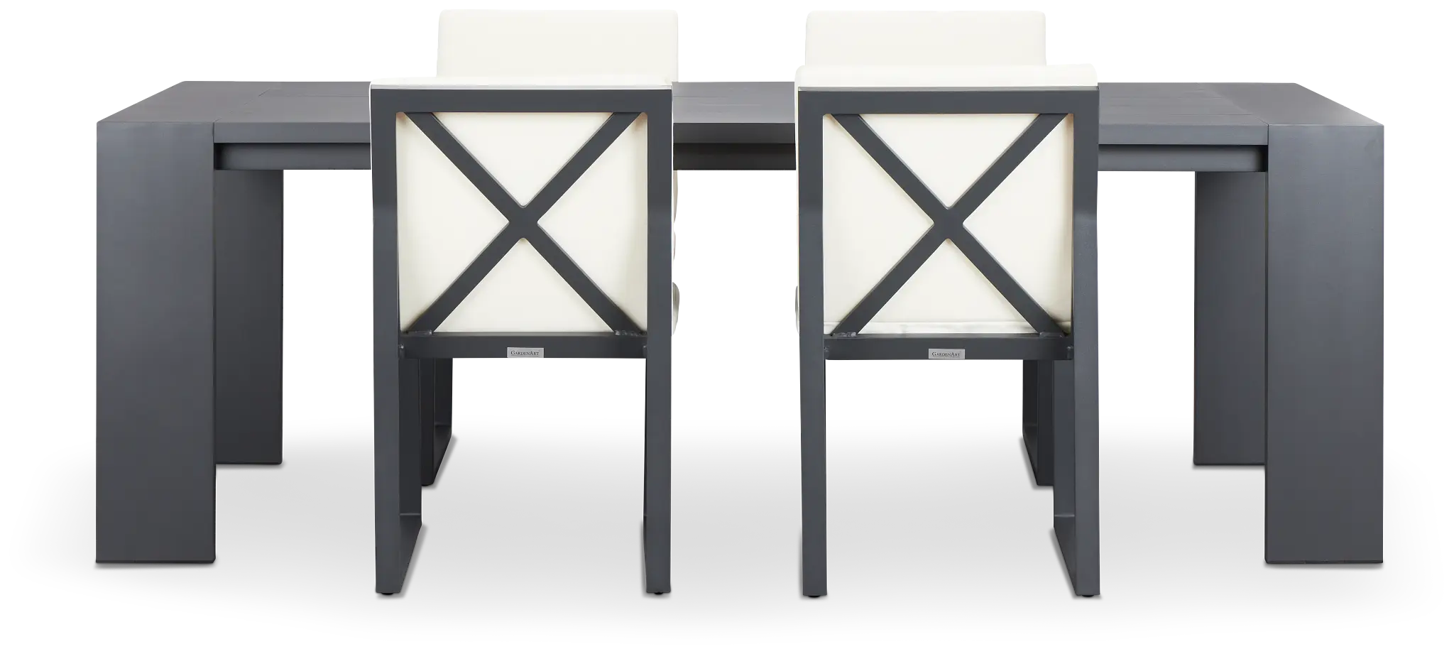 Linear Dark Gray White 87" Aluminum Table & 4 Cushioned Side Chairs Linear Dark Gray White 87" Aluminum Table & 4 Cushioned Side Chairs