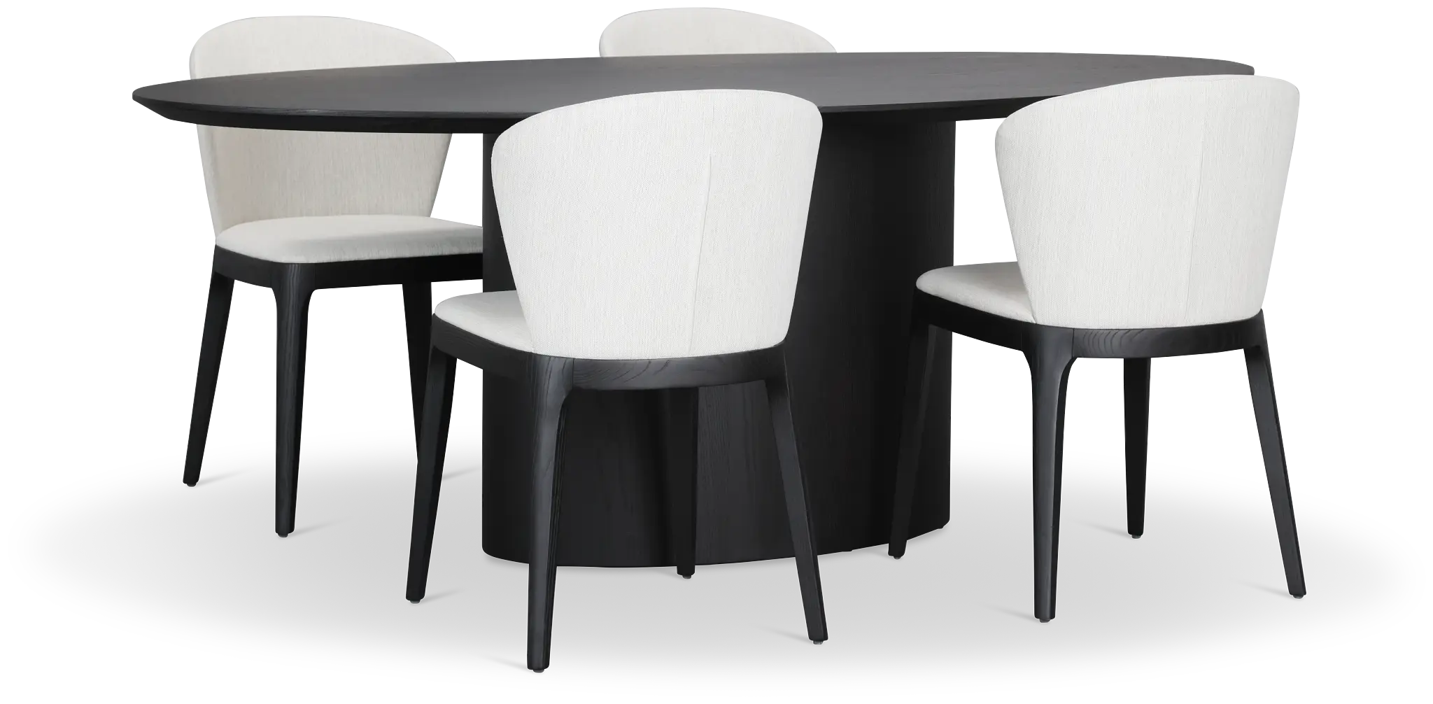 Nomad Black 78" Oval Table & 4 Light Beige Chairs W/ Black Legs Nomad Black 78" Oval Table & 4 Light Beige Chairs W/ Black Legs