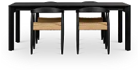 Santorini Black Rect Table & 4 Curved Chairs