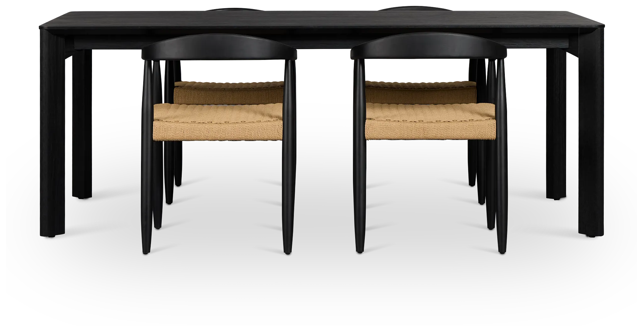 Santorini Black Rect Table & 4 Curved Chairs