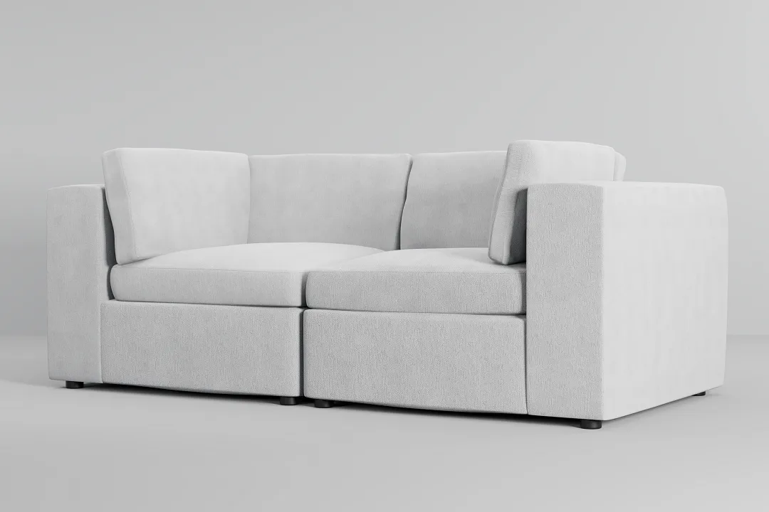 Destin Revenue White Fabric 2-piece Modular Sofa