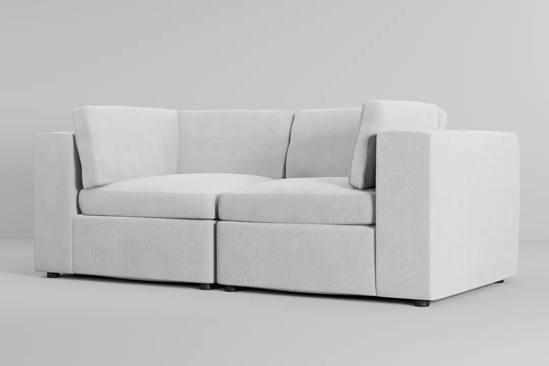 Destin Revenue White Fabric 2-piece Modular Sofa Destin Revenue White Fabric 2-piece Modular Sofa