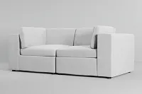 Destin Revenue White Fabric 2-piece Modular Sofa