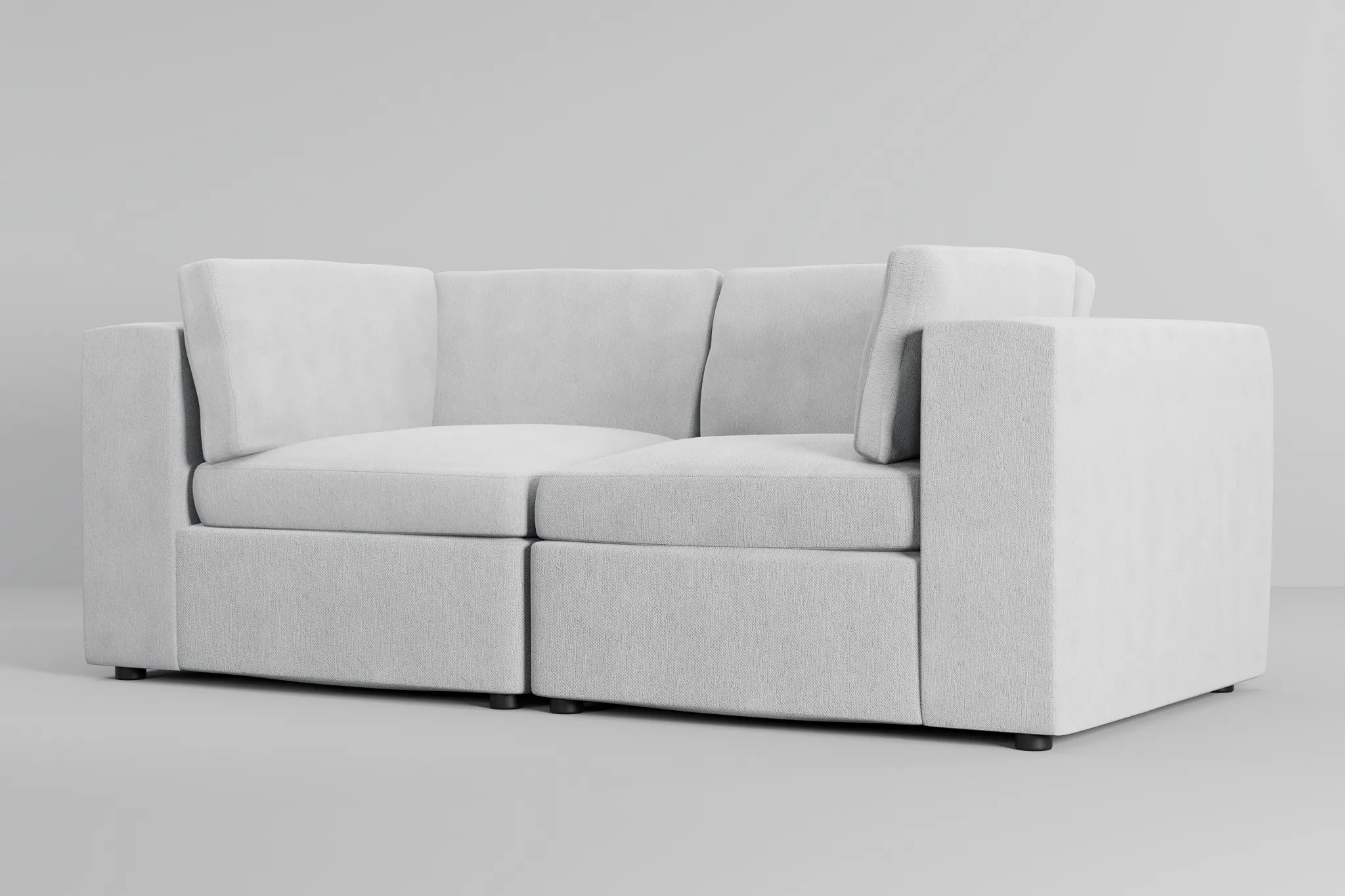 Destin Revenue White Fabric 2-piece Modular Sofa