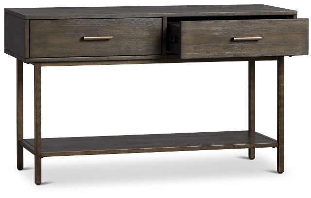 Fulton Dark Tone Wood Storage Sofa Table
