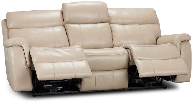 Graham Light Beige Lthr/vinyl Power Reclining Sofa