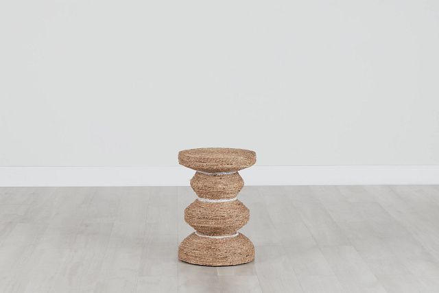 Maddie Light Tone Woven Accent Stool