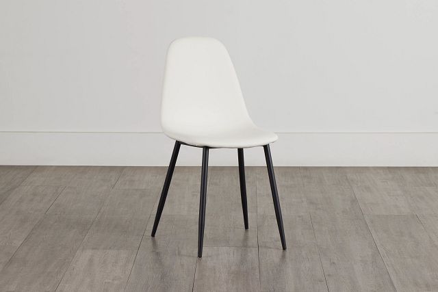 Havana White Micro Upholstered Side Chair W/ Black Legs