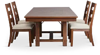 Park City Dark Tone Rectangular Table & 4 Wood Chairs