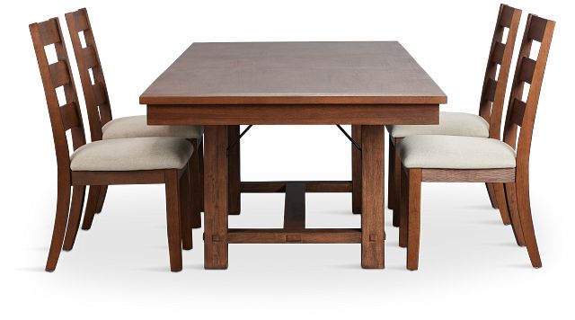 Park City Dark Tone Rectangular Table & 4 Wood Chairs