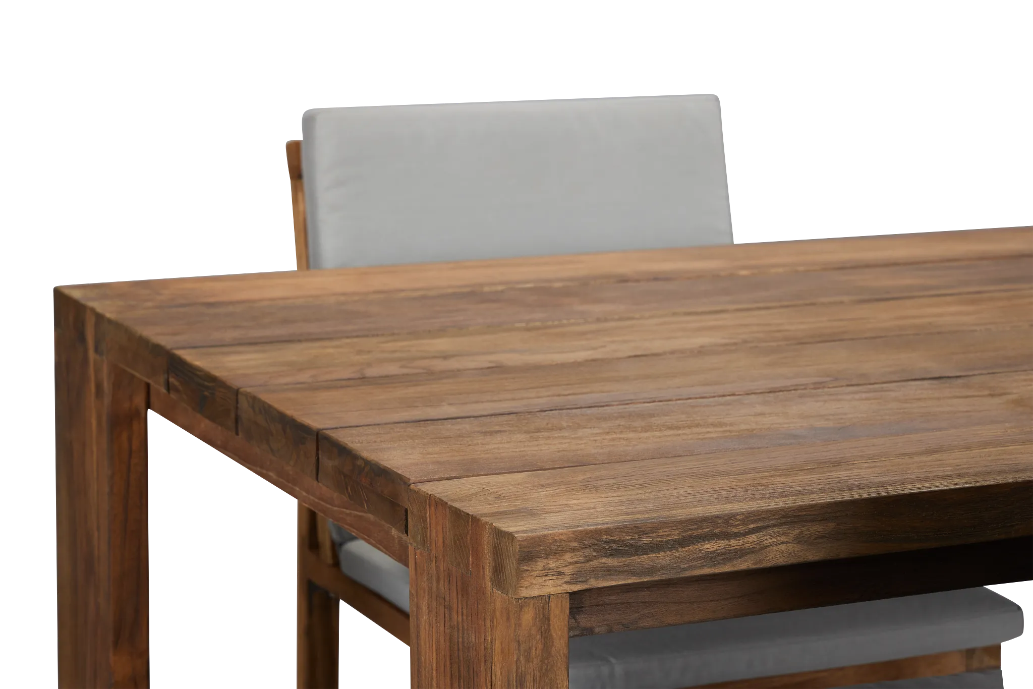 Linear Dark Gray 82" Teak Table & 4 Teak Cushioned Side Chairs