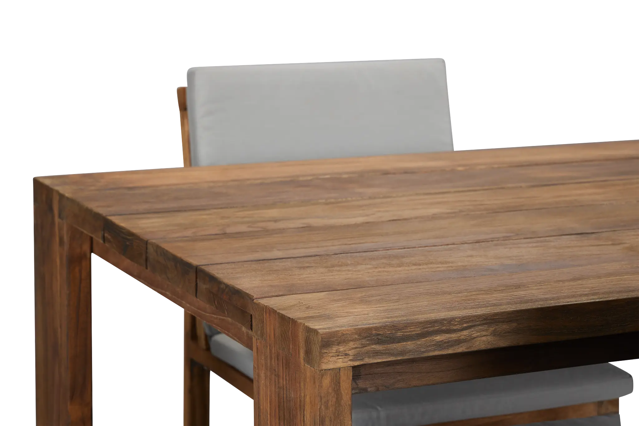 Linear Dark Gray 82" Teak Table & 4 Teak Cushioned Side Chairs Linear Dark Gray 82" Teak Table & 4 Teak Cushioned Side Chairs