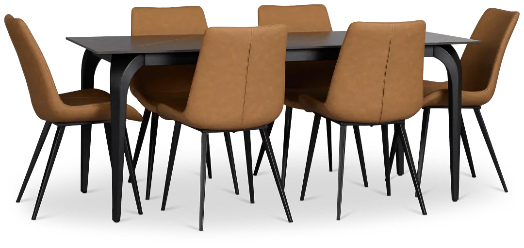 Sierra Black Stone Rectangular Table With 6 Chairs Sierra Black Stone Rectangular Table With 6 Chairs