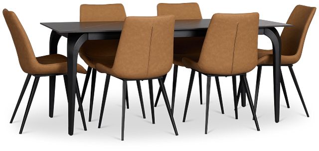 Sierra Black Stone Rectangular Table With 6 Chairs