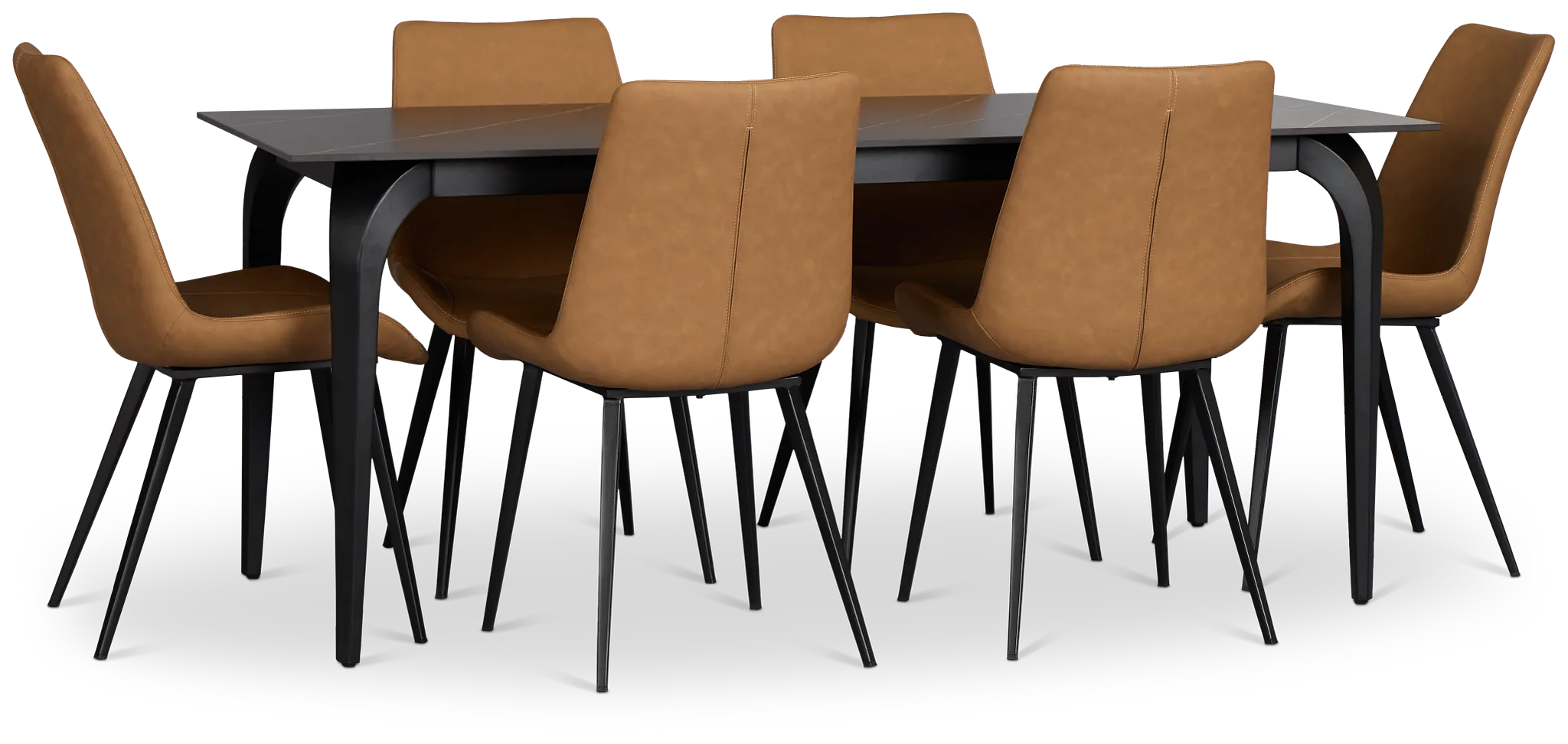 Sierra Black Stone Rectangular Table With 6 Chairs