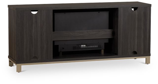 Roswell Dark Tone 65" Tv Stand With Fireplace Insert