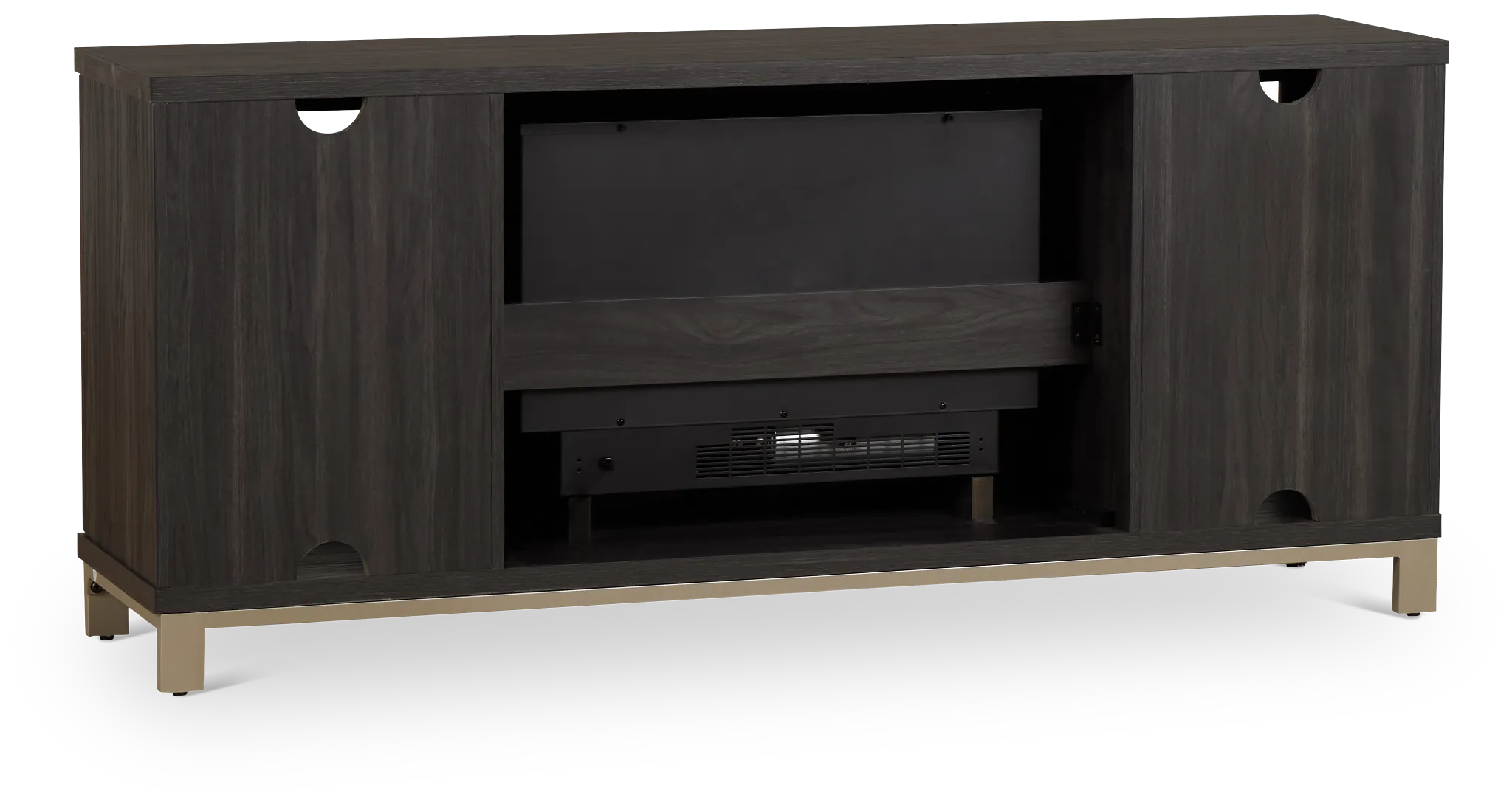 Roswell Dark Tone 65" Tv Stand With Fireplace Insert