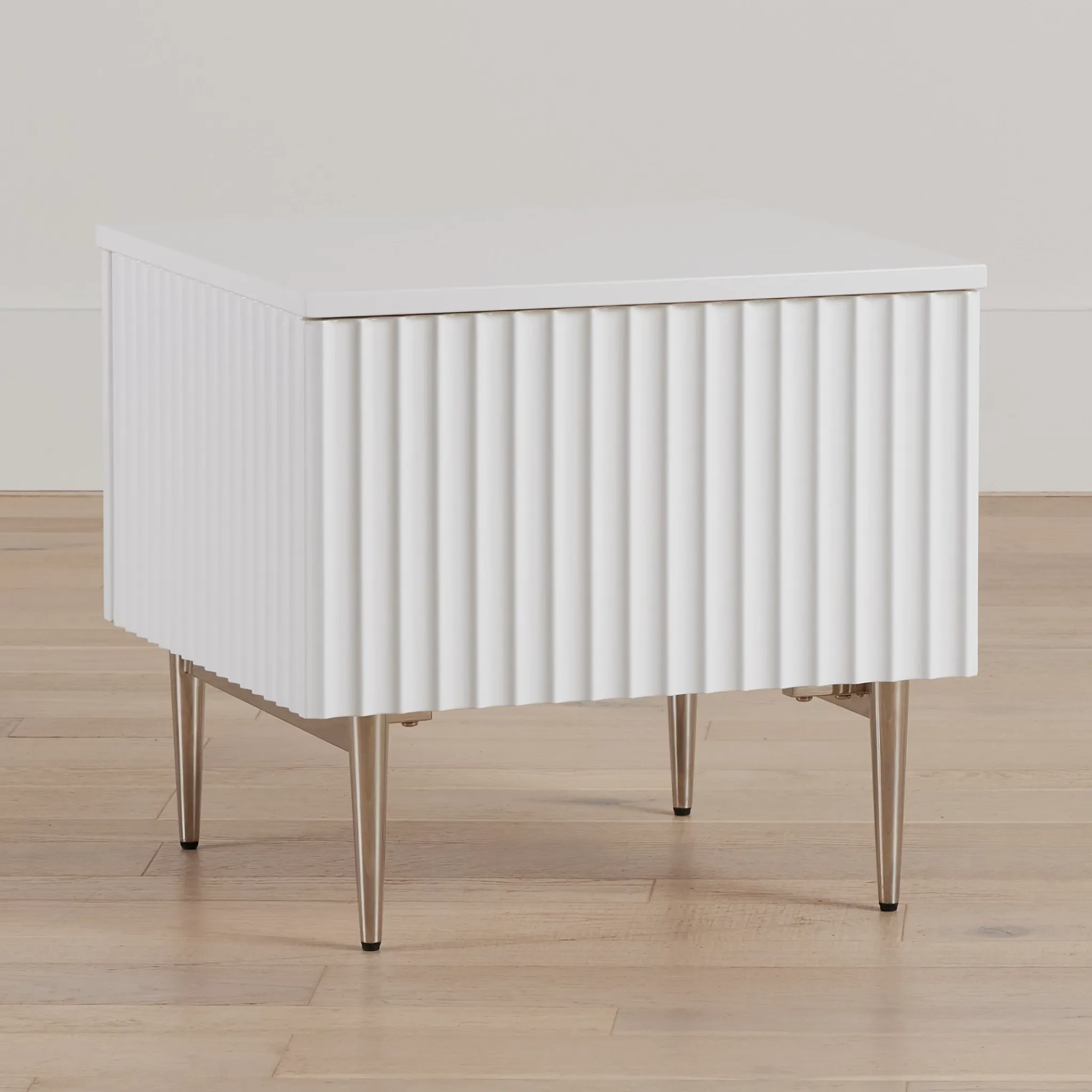 Surge White Rectangular End Table