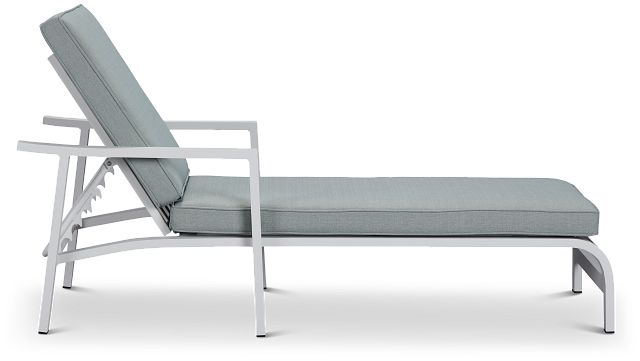 Bahama White Teal Cushioned Chaise