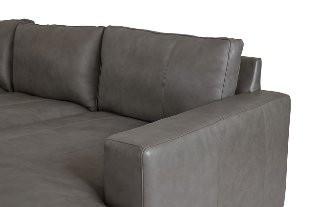 Dawkins Gray Leather Small Right Chaise Sectional