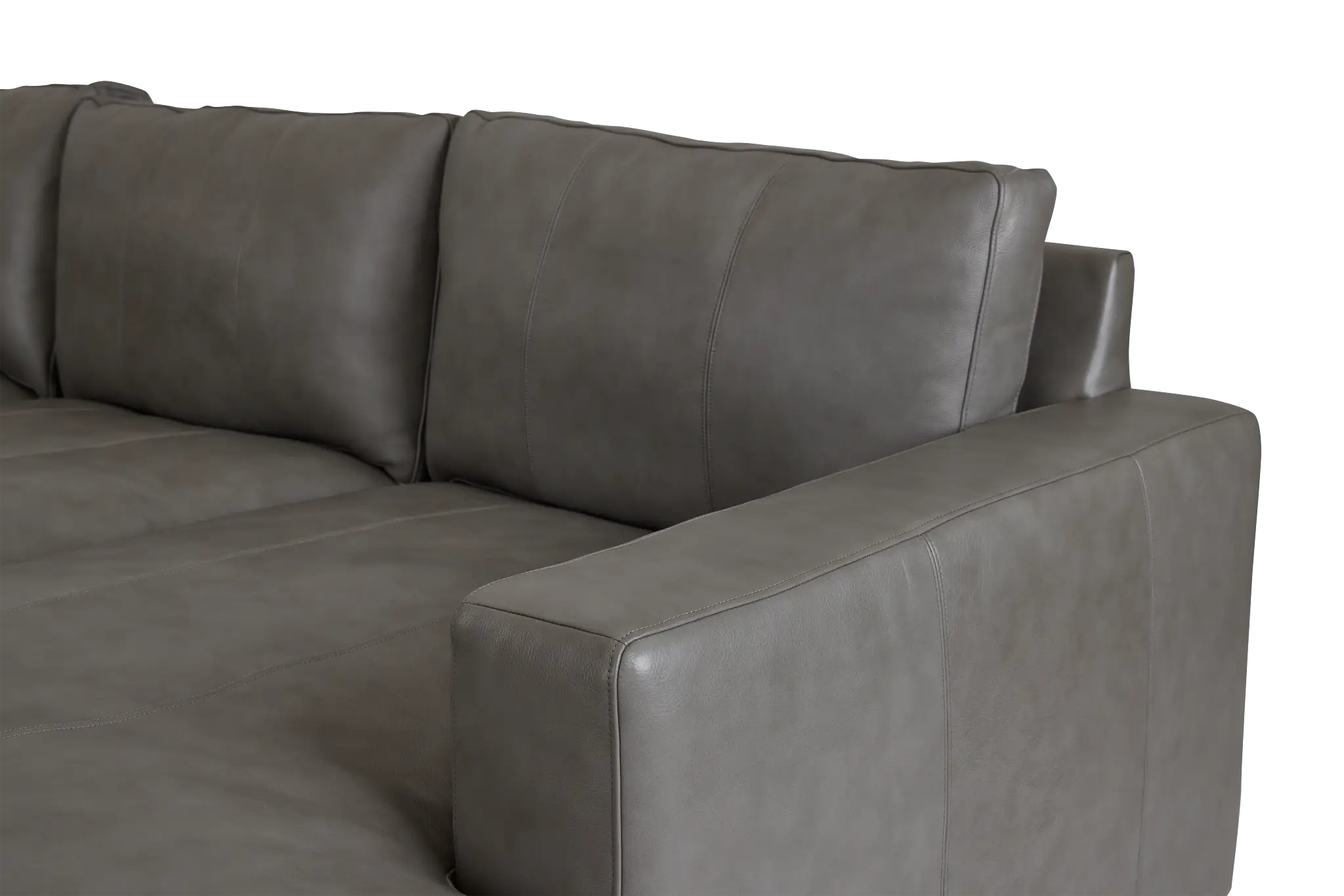 Dawkins Gray Leather Small Right Chaise Sectional Dawkins Gray Leather Small Right Chaise Sectional