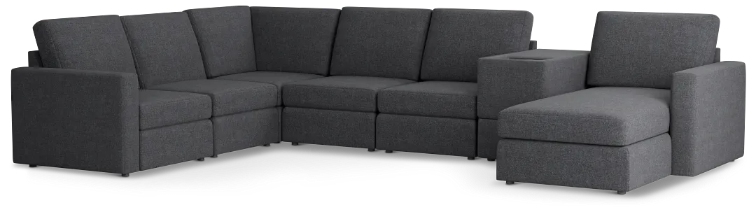 Citymod Dark Gray Fabric Large Right Chaise Sectional With Media Console