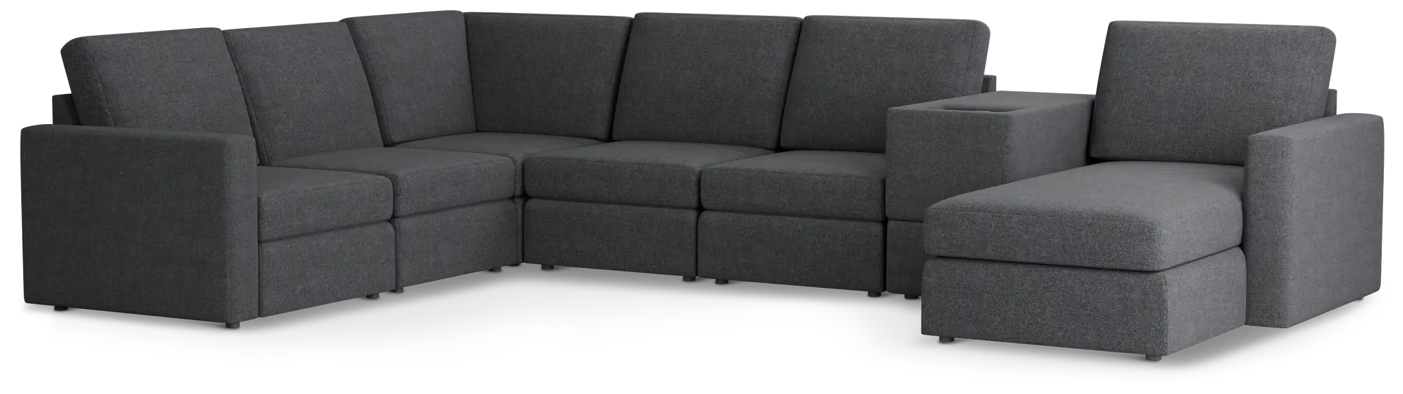 Citymod Dark Gray Fabric Large Right Chaise Sectional With Media Console Citymod Dark Gray Fabric Large Right Chaise Sectional With Media Console