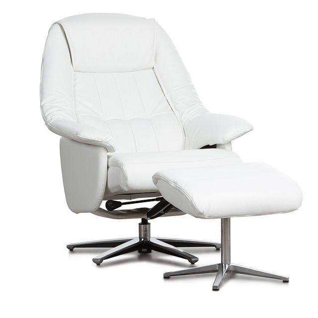 Jones White Micro Recliner & Ottoman