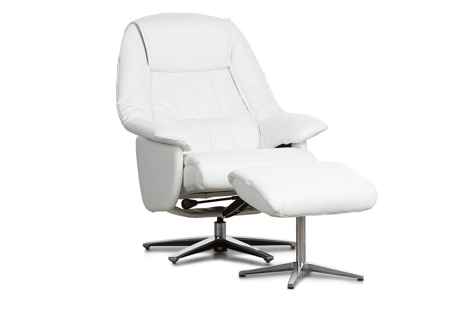 Jones White Micro Recliner & Ottoman,