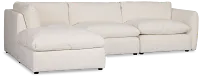 Serena White Fabric 4-piece Right Facing Bumper Sectional