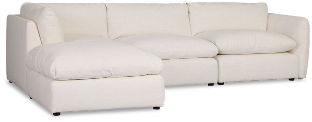 Serena White Fabric 4-piece Right Facing Bumper Sectional