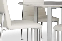 Amalfi White Marble Round Table & 4 Upholstered Chairs