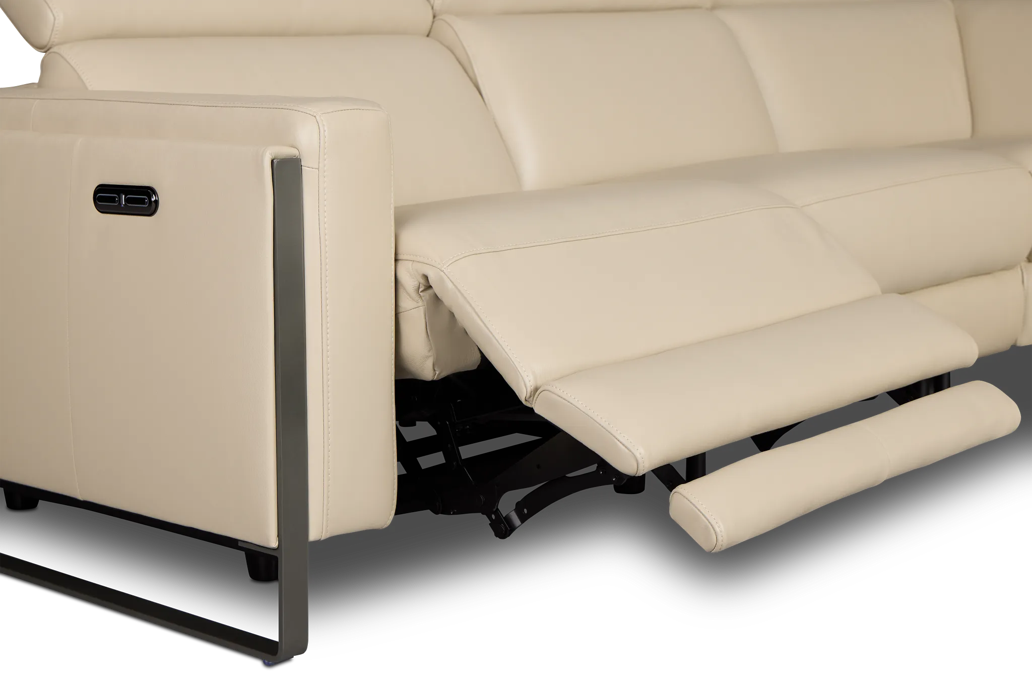 Atlas Taupe Lthr/vinyl Medium Dual Power 2-arm Reclining Sectional