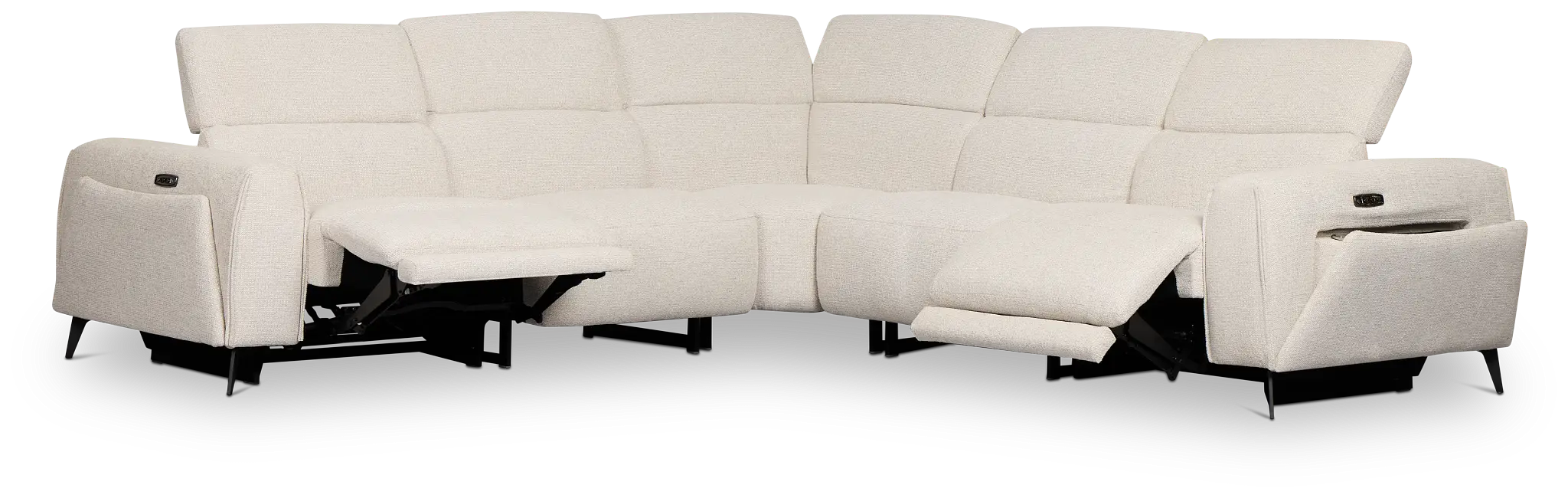 Reyna Light Beige Fabric Small Dual Power Reclining Two-arm Sectional Reyna Light Beige Fabric Small Dual Power Reclining Two-arm Sectional