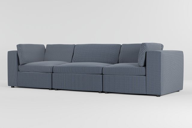 Destin Lucy Navy Fabric 3-piece Modular Sofa